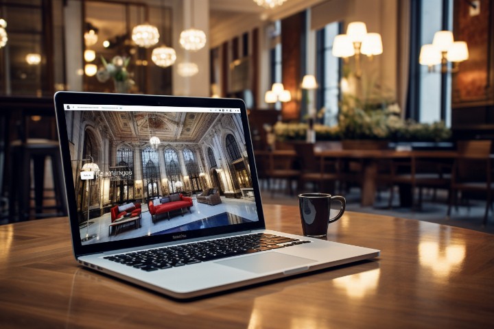 Pc, Hotel Booking Site On Screen, London Hotel Workspace - pc, hotel booking site on screen, london hotel workspace